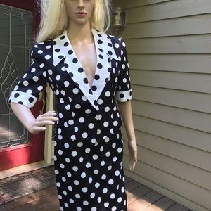 LOUIS FERAUD VINTAGE STUNNING POLKA DOT SET/MINT